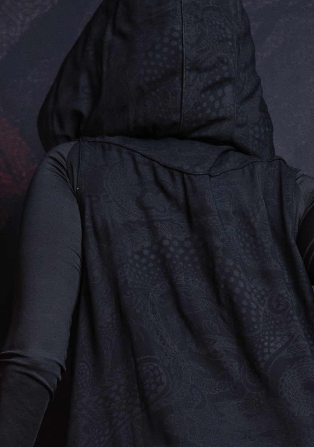 Hooded Long Dress / Bamboo - BLACK DRAGONS Screeenprint